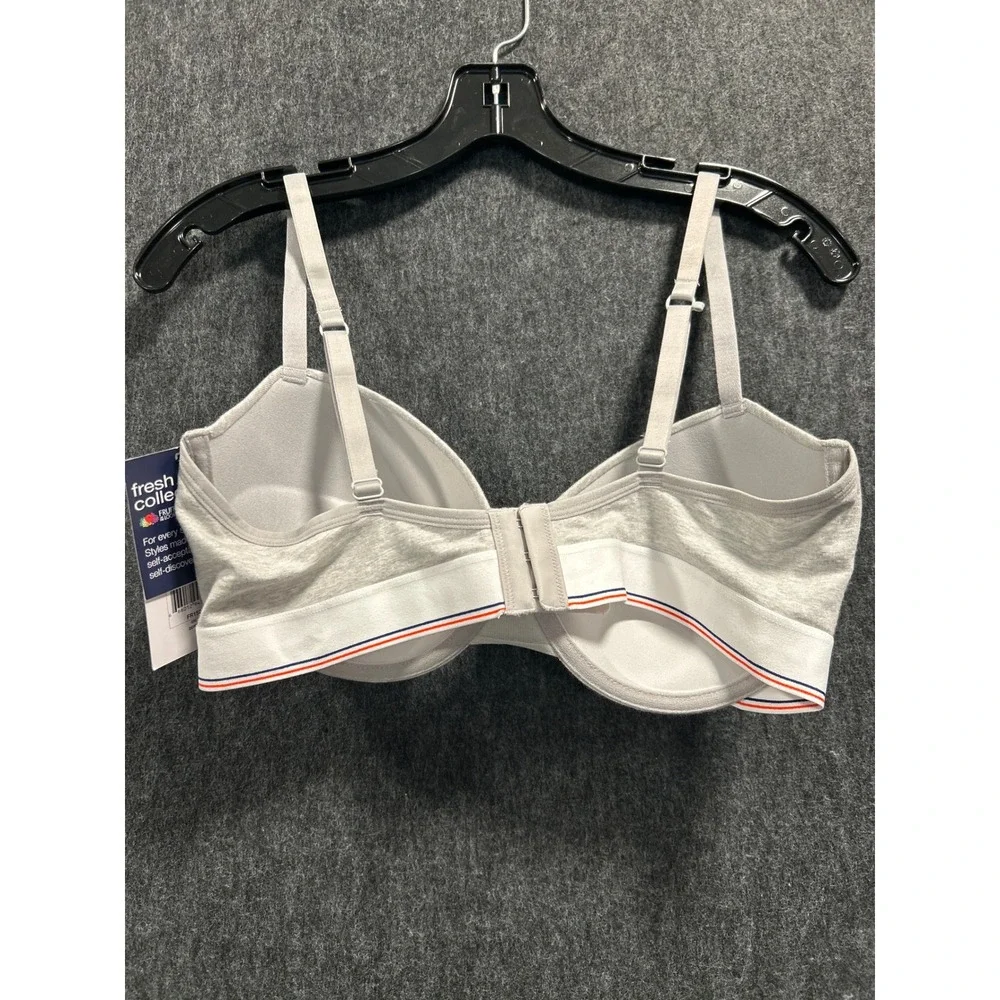 Fruit of the Loom Fresh Collection Bra XL Grey Underwire Cotton Demi Push Up - Picture 2 of 6